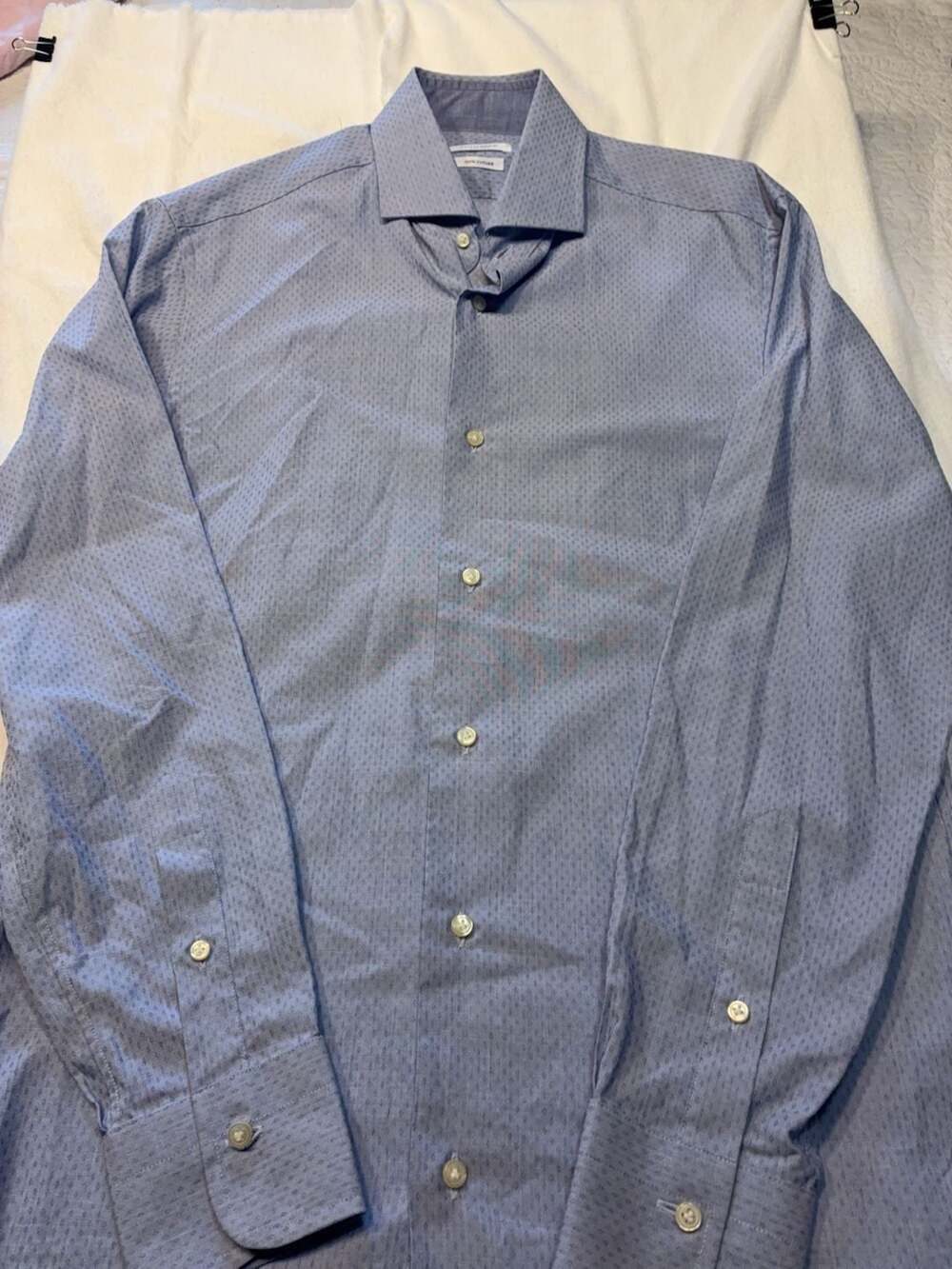 Gutteridge 100% Cotton Blue Geometric Pattern Dress Shirt Size 15.5/39